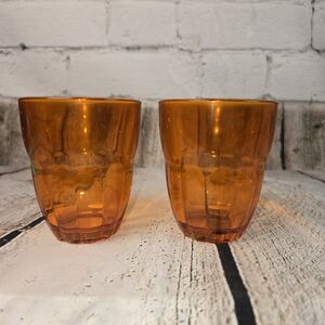 BORMIOLI ROCCO ITALIAN GLASS SET OF SHOT GLASSES VIBRANT ORANGE COLOR